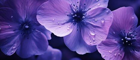 detailopname van met dauw gekust Purper bloemen. ai generatief foto
