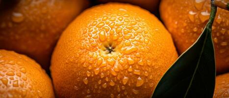 macro schot van een mandarijn- huid. ai generatief foto