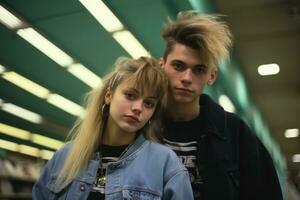 90s herinneringen. tiener- punk- paar. ai generatief foto