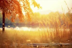 kunst herfst zonnig natuur achtergrond. generatief ai foto