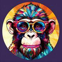een dier aap gezicht gebrandschilderd glas cirkel vorm illustratie ontwerp foto