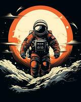 een planeet Mens met een retro astronaut ontwerp tafereel foto