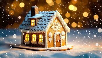 peperkoek huis voor een magisch Kerstmis - generatief ai foto