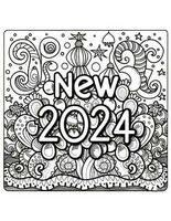 kleur bladzijde voor de nieuw jaar 2024 mandala foto