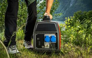 voorbereidingen treffen gas- bediend portable elektriciteit generator foto