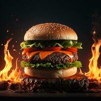pittig hamburger afbeeldingen zullen voldoen uw verlangen, generatief ai foto
