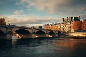 rivier- Seine en pont de bir-hakeim, Parijs, Frankrijk, Parijs Frankrijk met rivier- Seine - verbazingwekkend reizen fotografie, ai gegenereerd foto