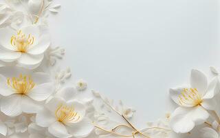wit bloemen papier structuur Aan een wit achtergrond door ai generatief foto