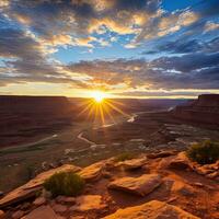 zonsopkomst in moab Utah , gegenereerd door ai foto