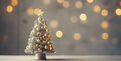 Kerstmis boom met wit lichten Aan vrolijk Kerstmis achtergrond. ai gegenereerd foto