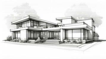 bouwkundig schetsen van een huis gebouw concept. ai gegenereerd foto