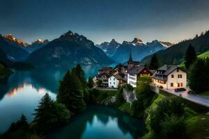 de dorp van alpbach, Zwitserland. ai-gegenereerd foto