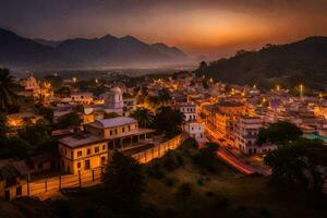 de stad van udaipur Bij schemering. ai-gegenereerd foto