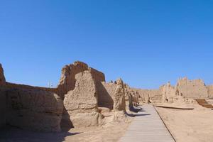 ruïnes van jiaohe in de provincie xinjiang, china. foto