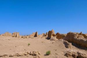 ruïnes van jiaohe in de provincie xinjiang, china. foto