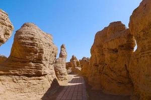 ruïnes van jiaohe in de provincie xinjiang, china. foto