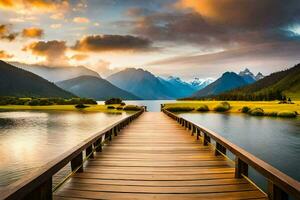 de promenade in de nieuw Zeeland meer. ai-gegenereerd foto