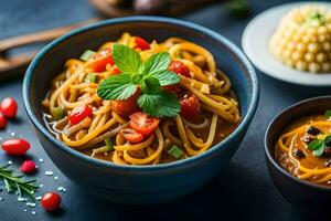 de het beste pasta recepten voor een gezond eetpatroon. ai-gegenereerd foto
