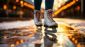 snelheid het schaatsen schoenen zijn winter sport. ai gegenereerd. foto