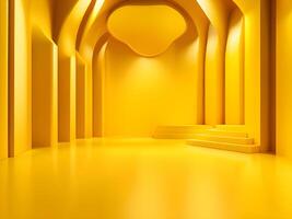 leeg geel kamer interieur met geel muur. foto