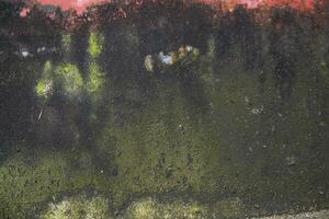 schimmels groene mos textuur abstracte achtergrond betonnen muur. roestige, grungy, gruizige vintage achtergrond foto