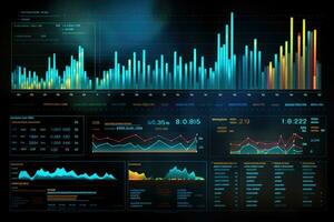 bedrijf financiën gegevens analyse grafiek. financieel beheer technologie. virtueel scherm. gegenereerd door kunstmatig intelligentie- foto