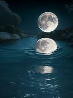 maan dropp in water foto