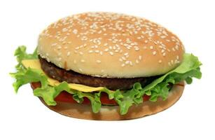 smakelijk Hamburger geïsoleerd Aan wit achtergrond foto