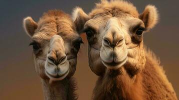 een paar van kamelen ai gegenereerd foto