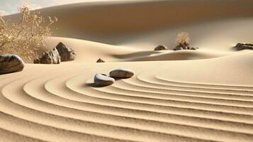 een woestijn met rotsen en zand ai gegenereerd foto