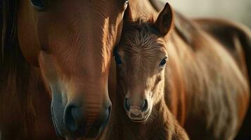 een paar van paarden ai gegenereerd foto