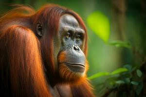 ai generatief van orangoetan is onder de bedreigd soorten foto