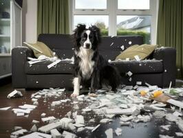 inhoud hond genieten van in de leven kamer verdieping ai generatief foto