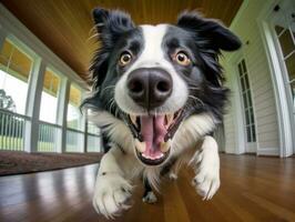 inhoud hond genieten van in de leven kamer verdieping ai generatief foto