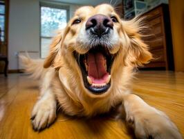 inhoud hond genieten van in de leven kamer verdieping ai generatief foto