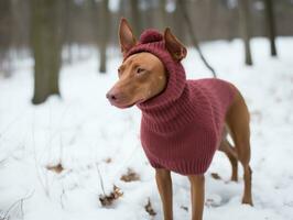 hond gedurende een winter wandelen ai generatief foto