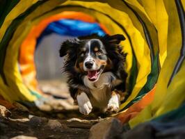 pittig hond racing door een behendigheid Cursus ai generatief foto