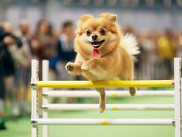 pittig hond racing door een behendigheid Cursus ai generatief foto
