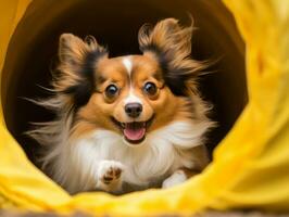 pittig hond racing door een behendigheid Cursus ai generatief foto