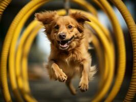 pittig hond racing door een behendigheid Cursus ai generatief foto