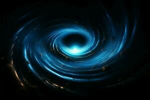 kosmisch mysterie zwart gaten, spiraal tunnels, en hemel- blauw de nevel ai gegenereerd foto