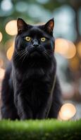 ai gegenereerd schattig zwart kat foto