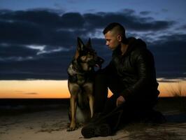 trots onderhoud hond assisteren haar eigenaar met een onbekwaamheid ai generatief foto