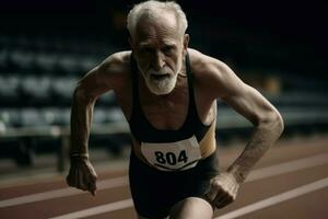 oud atleet rennen bijhouden rekken. genereren ai foto