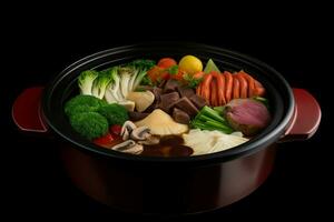 Koreaans voedsel heet pot. genereren ai foto