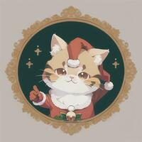 schattig chibi neko kat vervelend Kerstmis kostuum net zo de kerstman claus anime stijl foto