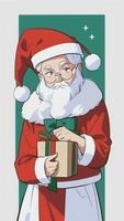 de kerstman claus met Kerstmis Cadeau anime stijl foto