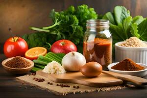 ingrediënten voor een gezond eetpatroon. ai-gegenereerd foto