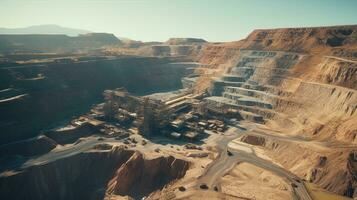 hoogte visie van een Open pit mijnbouw plaats foto