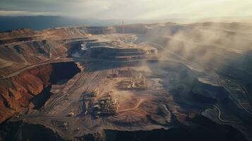 hoogte visie van een Open pit mijnbouw plaats foto